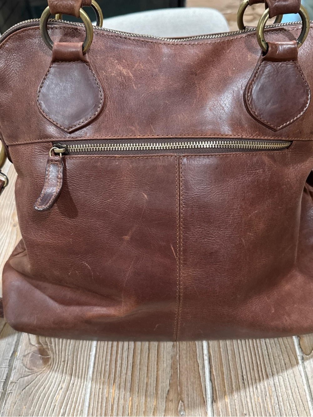 The Leather Store UK Hampton Distressed Brown Leather Tote Crossbody Bag Boho - Picture 4 of 16